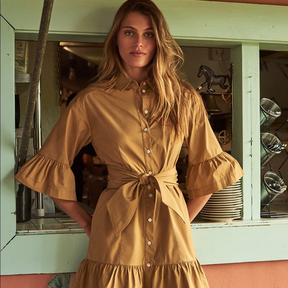 NWT $495 Veronica Beard Luriane Flounce-Sleeve Minidress